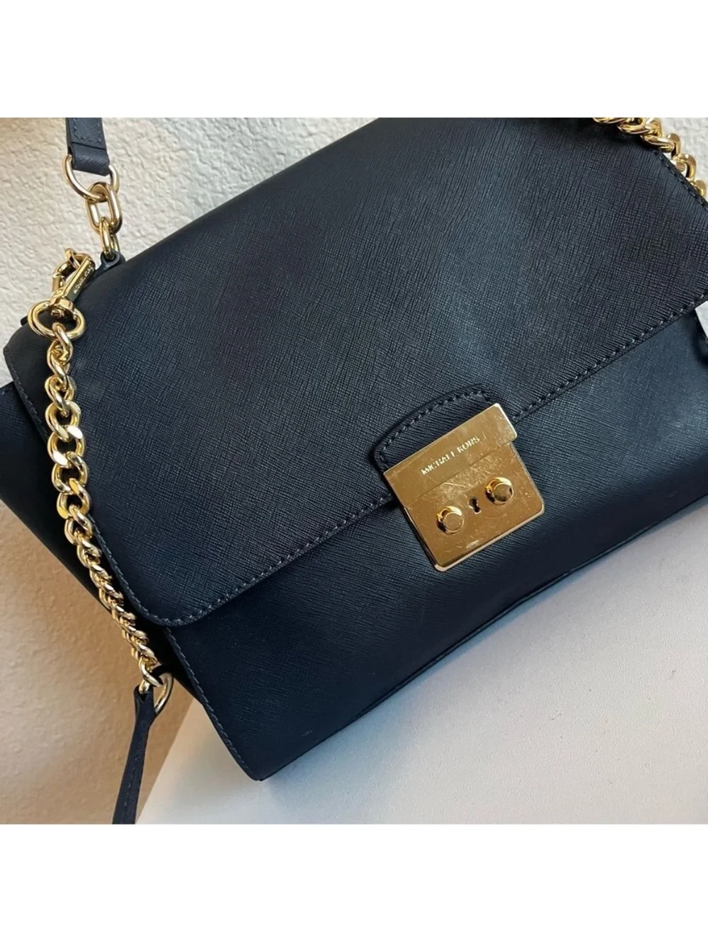 MICHAEL KORS Blue Selma Mercer Raven Bedford Chain Satchel Crossbody